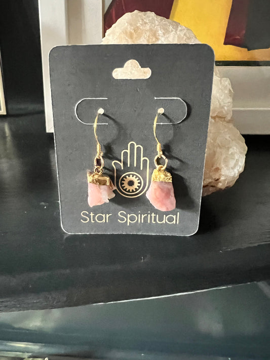 Hand made Pink Opal Earrings