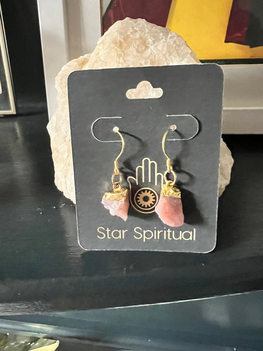 Handmade Pink Opal Earrings